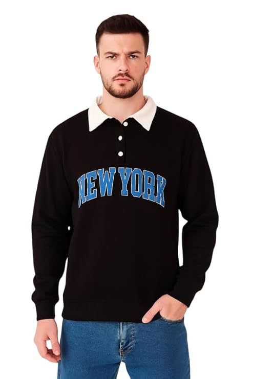 Men's Cotton Fleece Collar Button Printed Hoodie/Sweatshirt | Warm Casual Hoodie for Gym, Travel & Everyday Wear